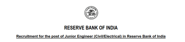 Reserve Bank of India (RBI) RBI Junior Engineer JE Civil / Electrical Recruitment 2024