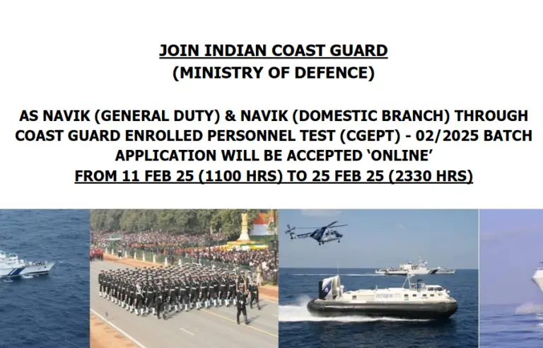 Indian Coast Guard Navik GD Branch Recruitment 2025 Coast Guard Advt No