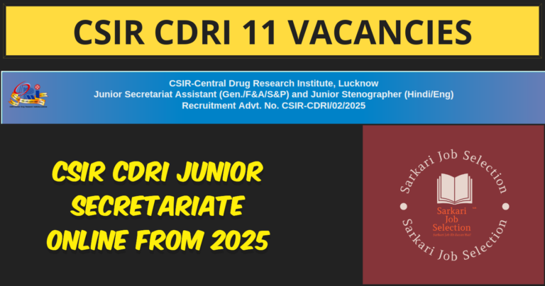 CSIR CDRI Jr. Secretariat Assistant and Jr. Stenographer Recruitment 2025