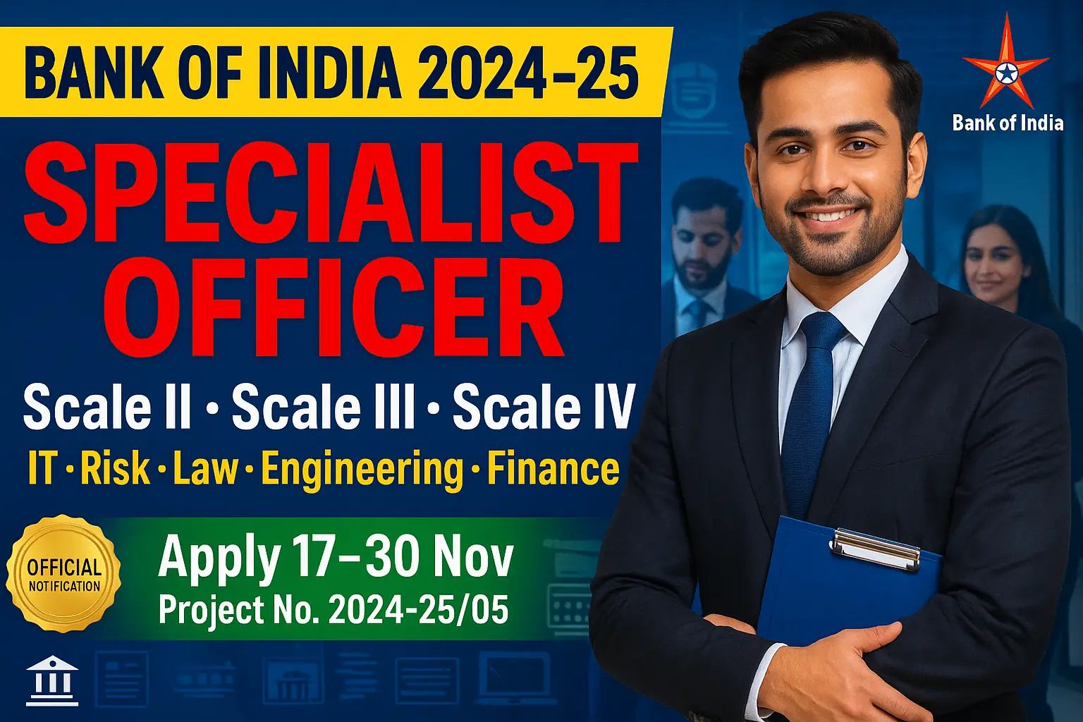 Advertisement for Bank of India Specialist Officer Recruitment 2025