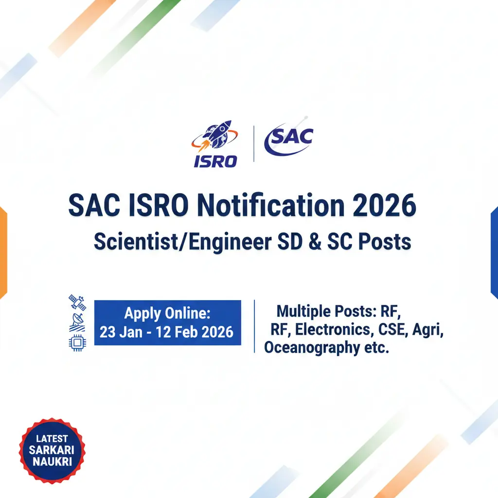 SAC ISRO Recruitment 2026 Notification – Scientist Engineer SD SC Posts
