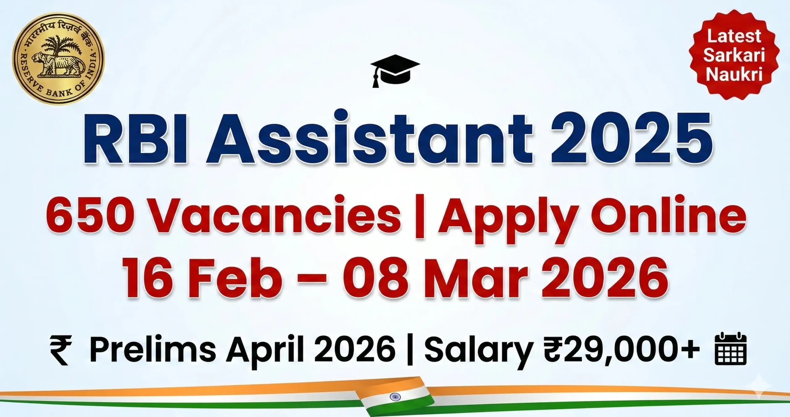 RBI Assistant Recruitment 2025 Notification – 650 Sarkari Naukri Vacancies