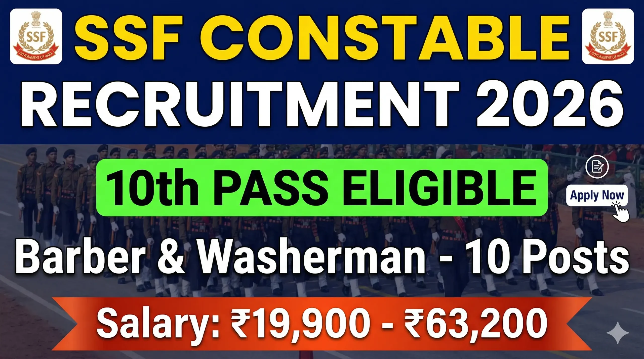 SSF Constable Recruitment 2026 Notification - Barber & Washerman Posts