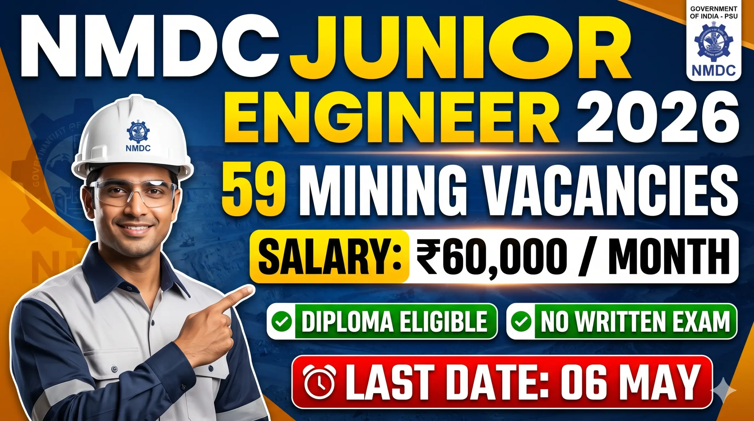 NMDC Junior Engineer Recruitment 2026 Notification – 59 Mining Vacancies