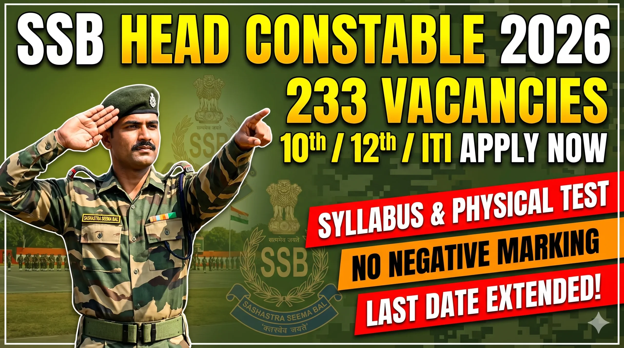SSB Head Constable Recruitment 2026 Notification – 233 Defence Vacancies