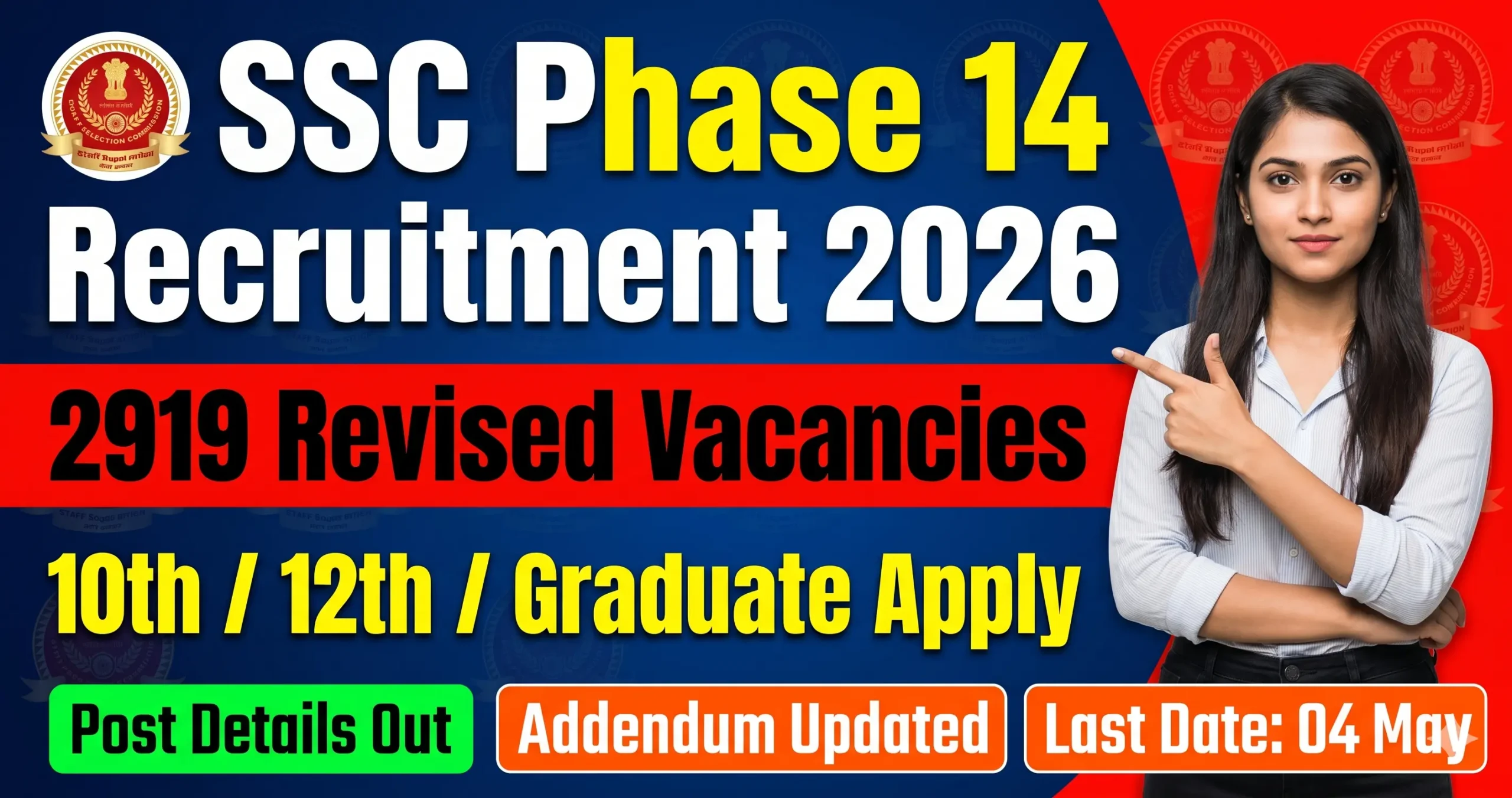 SSC Selection Post Phase 14 Recruitment 2026 Notification – 2919 Central Govt Vacancies