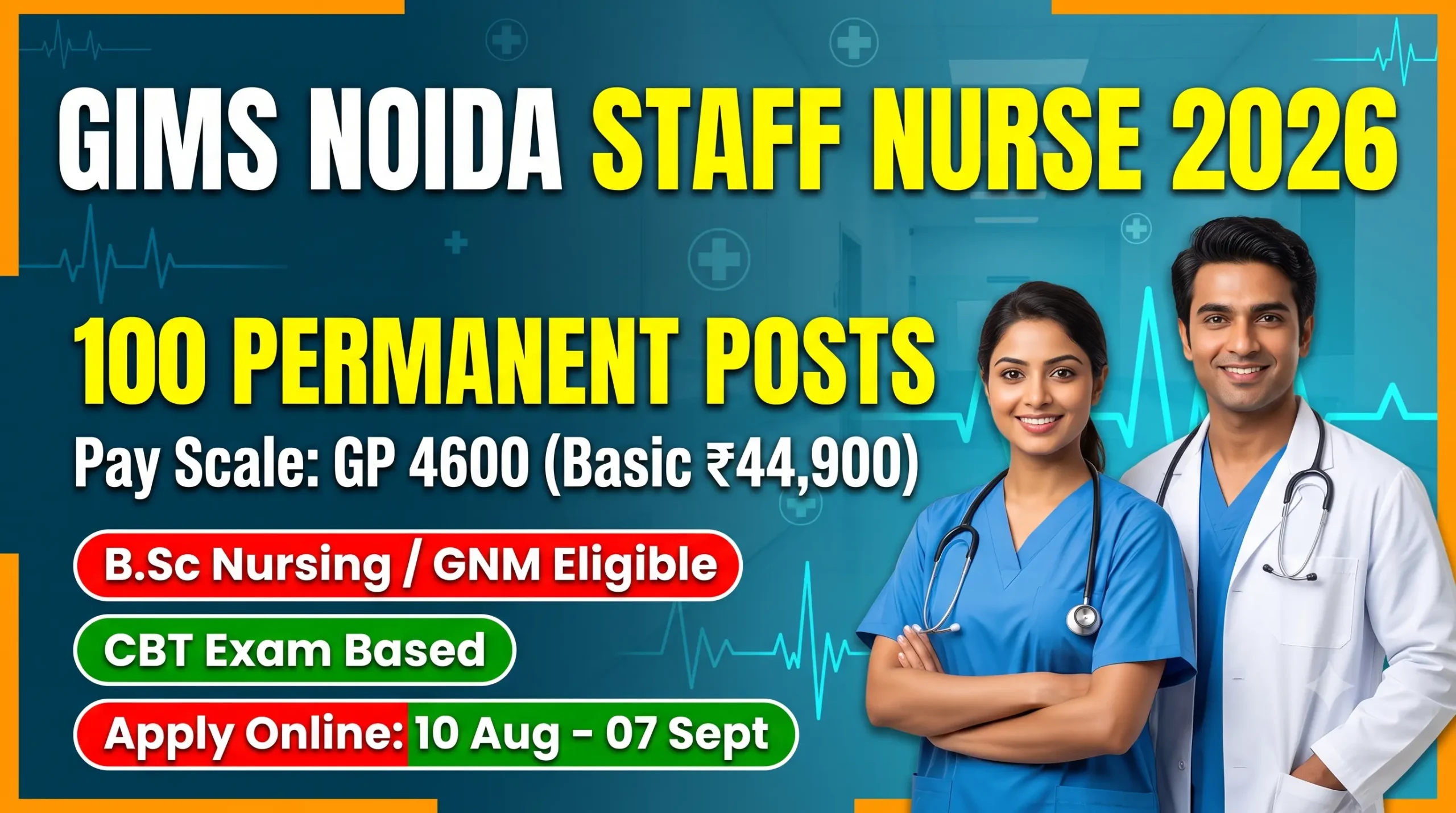 GIMS Greater Noida Staff Nurse Recruitment 2026 Notification – 100 Posts