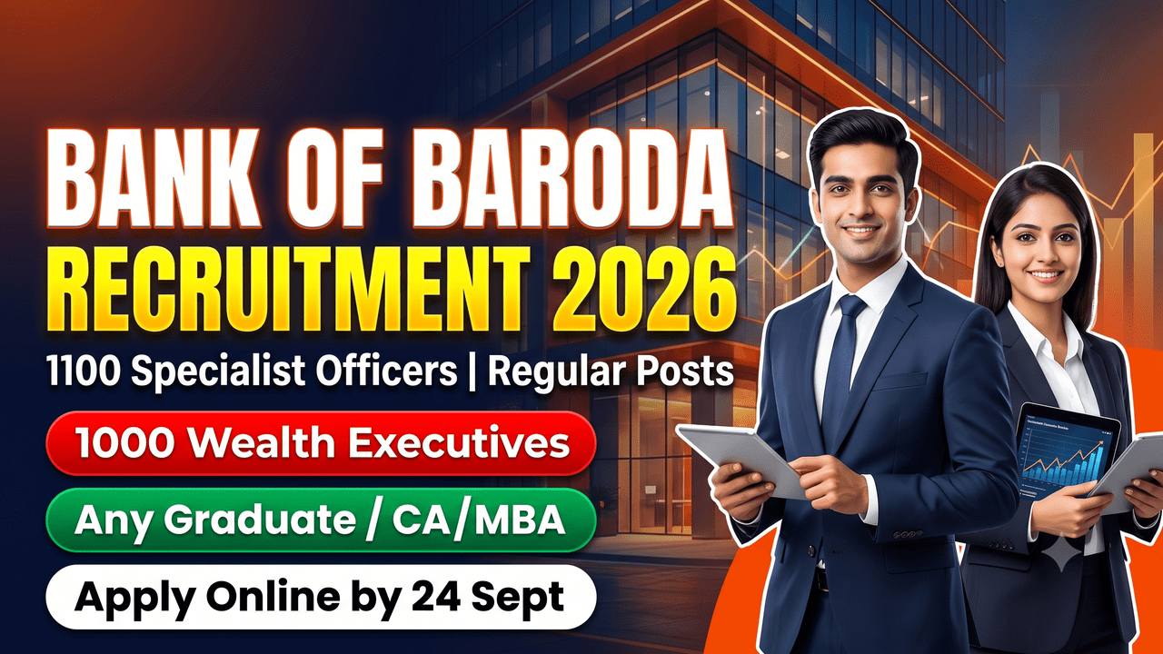 Bank of Baroda SO Recruitment 2026 – 1100 Wealth Executive and Credit Analyst Posts