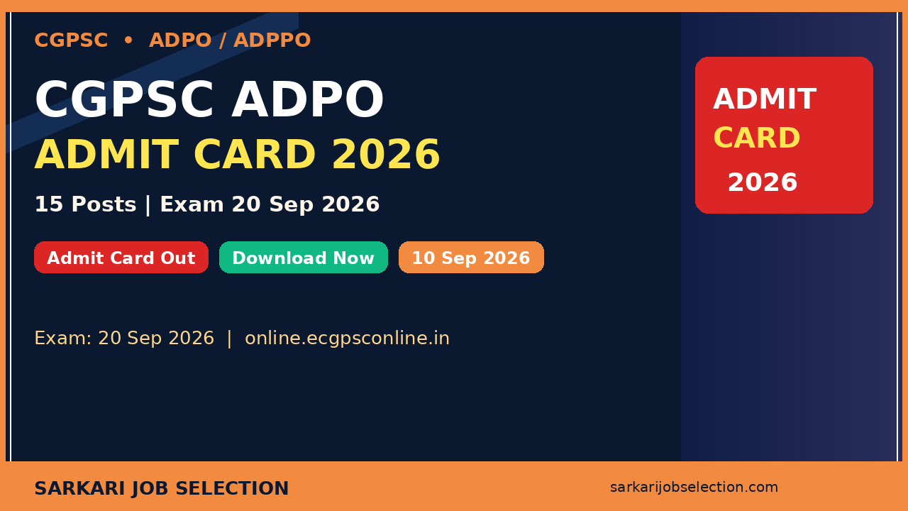 CGPSC ADPO Admit Card 2026 Download Online
