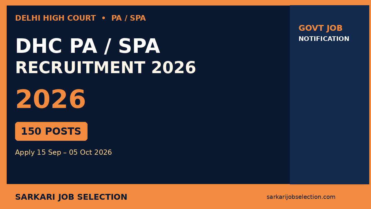 Delhi High Court PA SPA Recruitment 2026 – 150 Posts