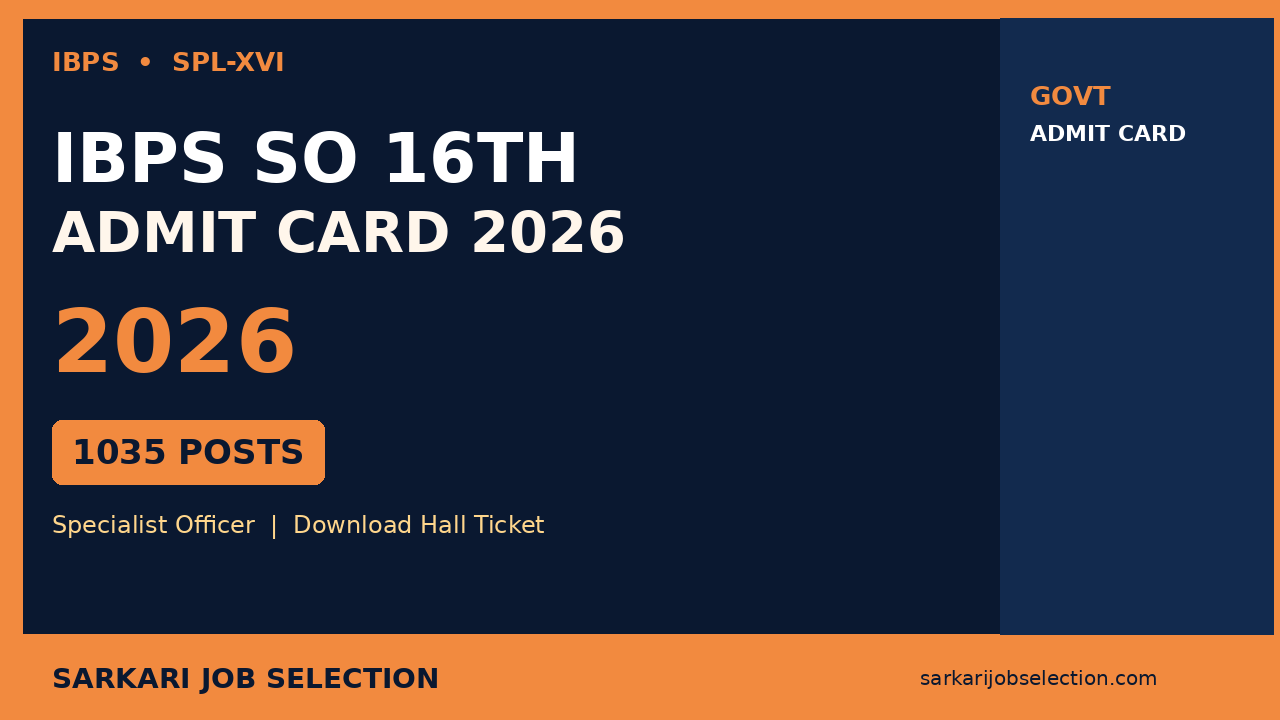 IBPS SO 16th Admit Card 2026