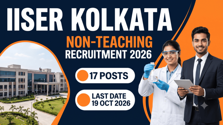 IISER Kolkata non-teaching recruitment 2026 thumbnail, 17 posts, last date 19 October 2026.