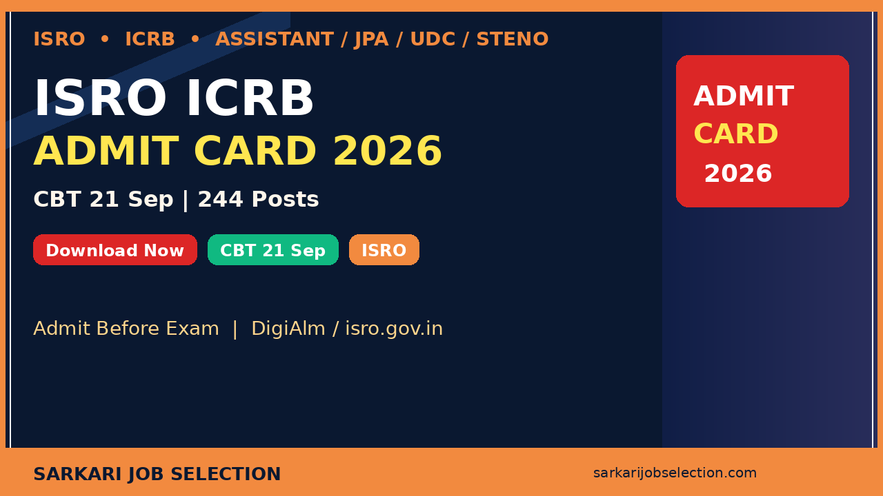 ISRO ICRB Assistant Admit Card 2026