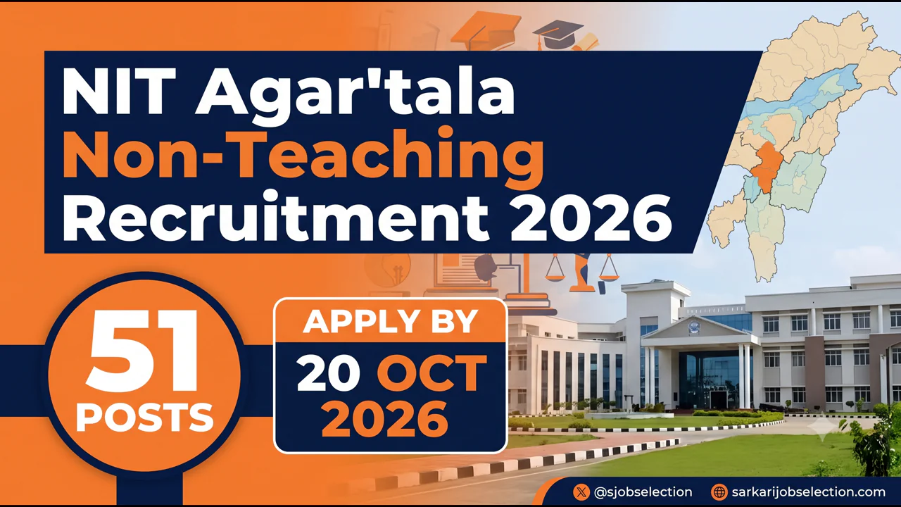 NIT Agartala Non-Teaching Recruitment 2026 thumbnail showing 51 posts and application deadline 20 October 2026.