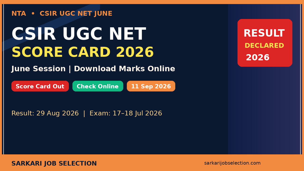 NTA CSIR UGC NET June 2026 Score Card Download