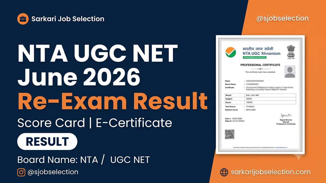 NTA UGC NET June 2026 re-exam result score card thumbnail.