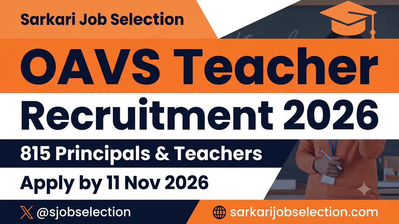 OAVS Teacher Recruitment 2026, 815 Principals and Teachers, apply by 11 Nov 2026.