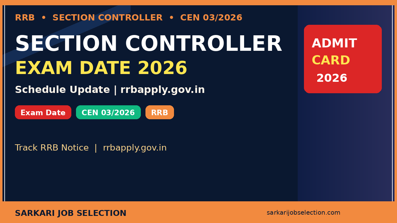 RRB Section Controller Exam Date 2026