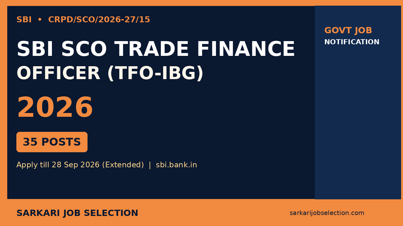 SBI SCO Trade Finance Officer Recruitment 2026 – 35 Posts