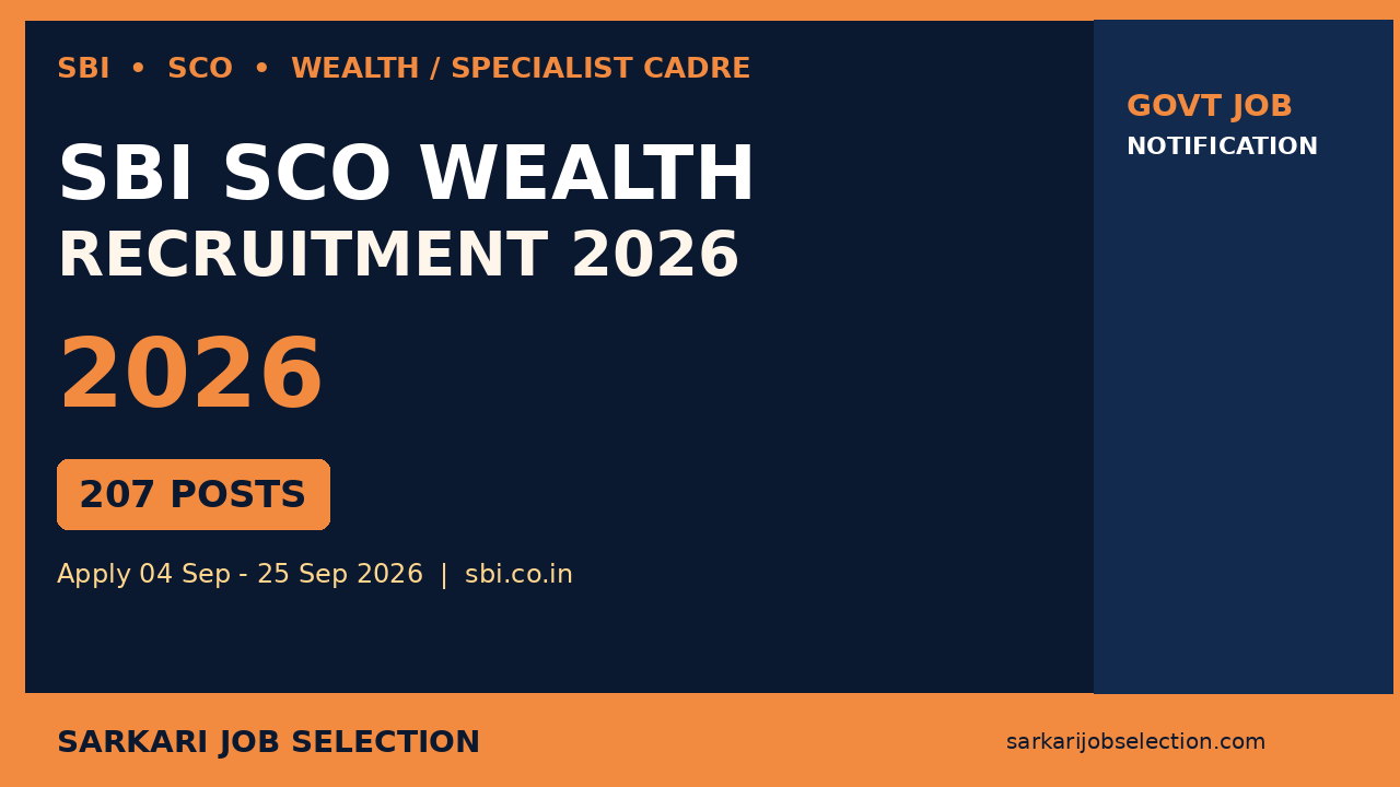 SBI SCO Wealth Management Recruitment 2026 - 207 Posts