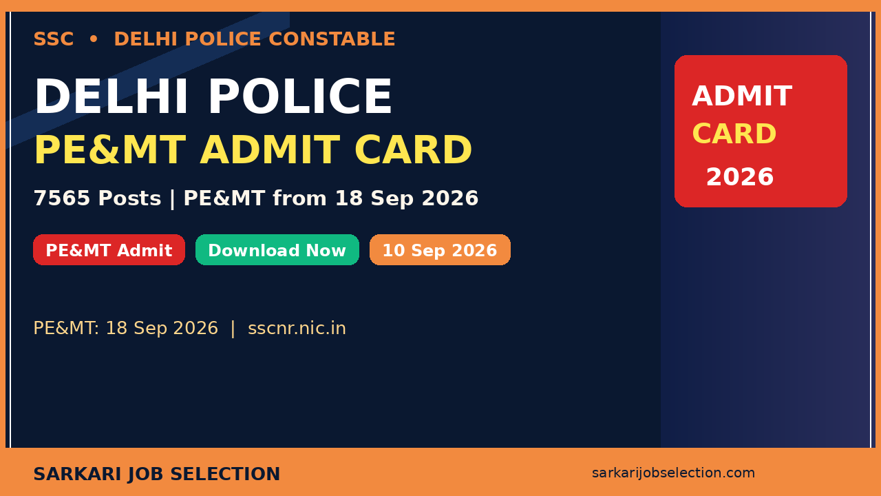 SSC Delhi Police Constable Executive PE&MT Admit Card 2026