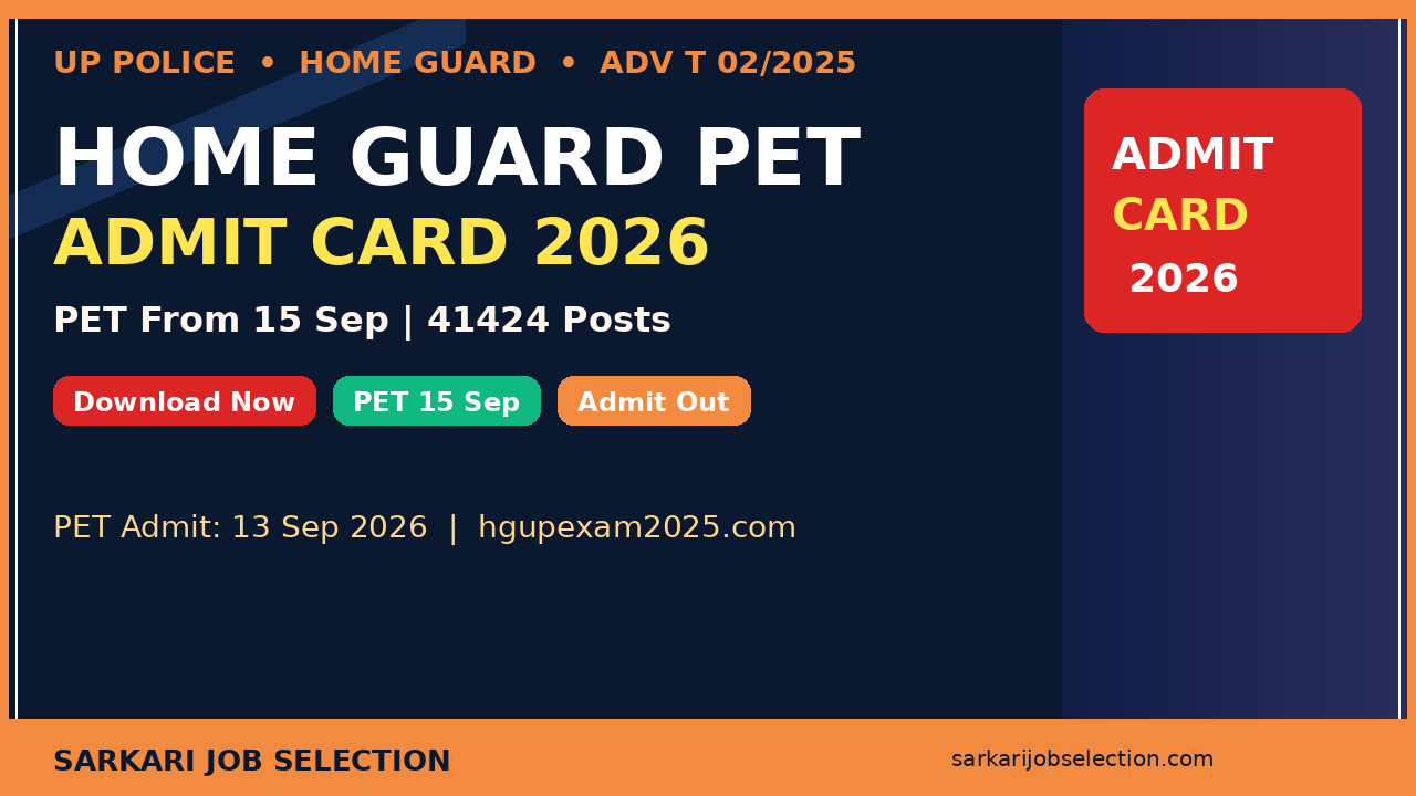 UP Police Home Guard PET Admit Card 2026