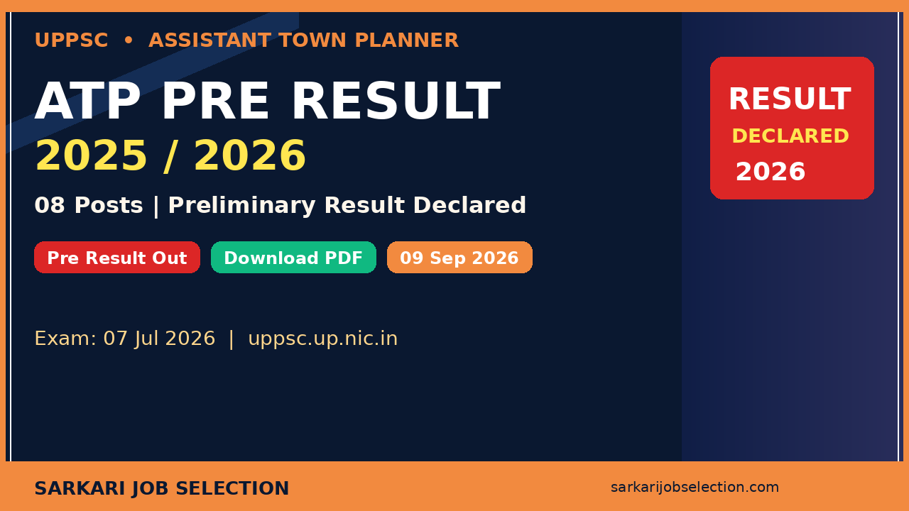 UPPSC Assistant Town Planner ATP 2025 Pre Result 2026