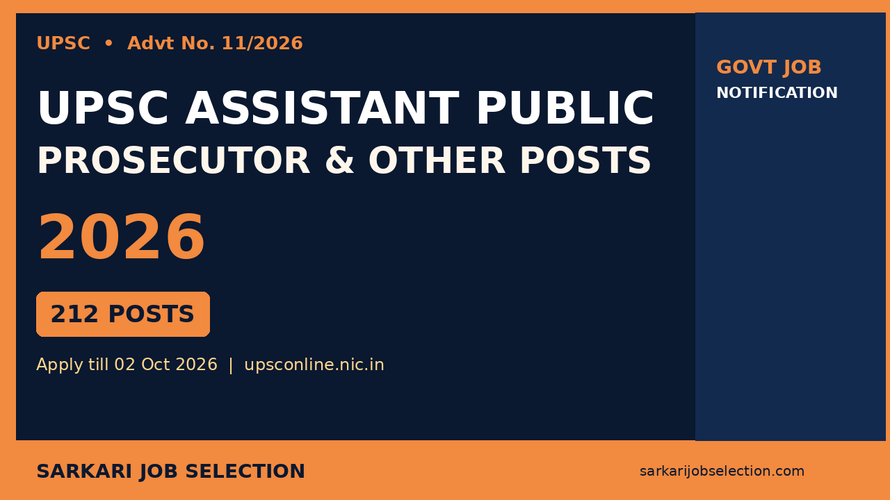 UPSC Advt 11/2026 Assistant Public Prosecutor & Other Posts – 212 Vacancies