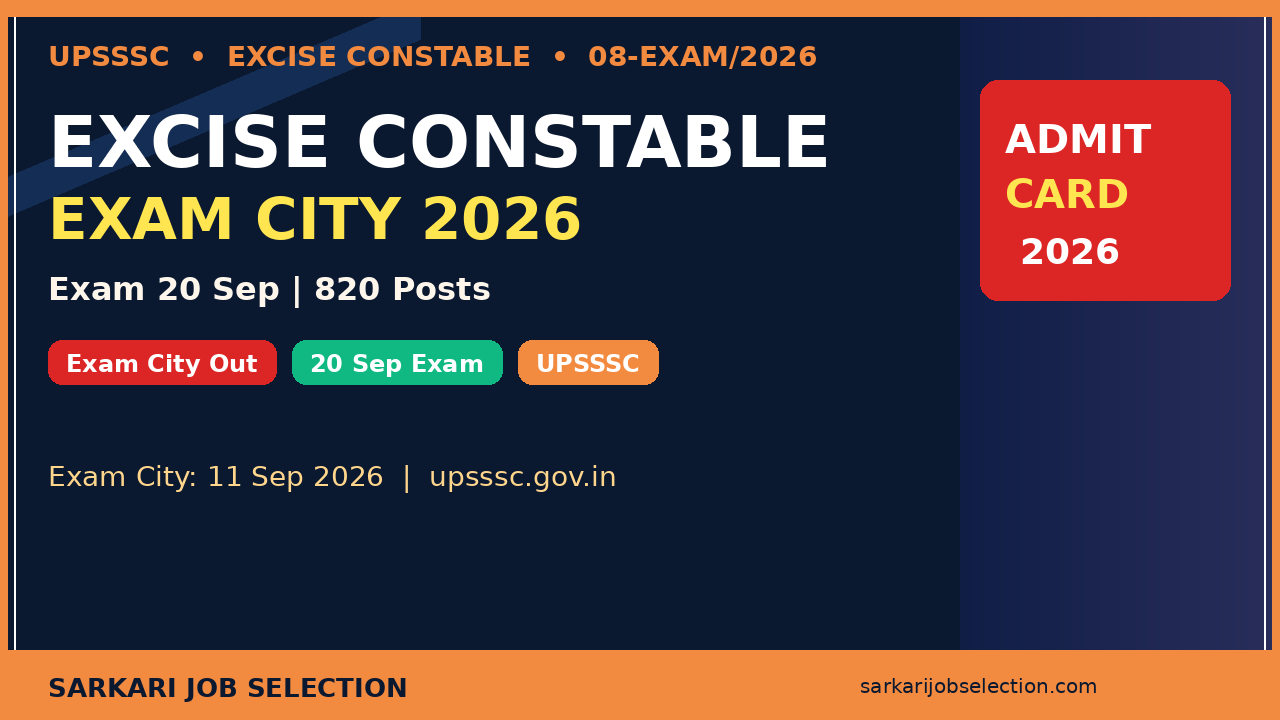UPSSSC Excise Constable Exam City 2026