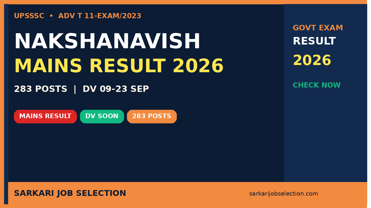 UPSSSC Nakshanavish Manchitrak Mains Result 2026 – DV Soon
