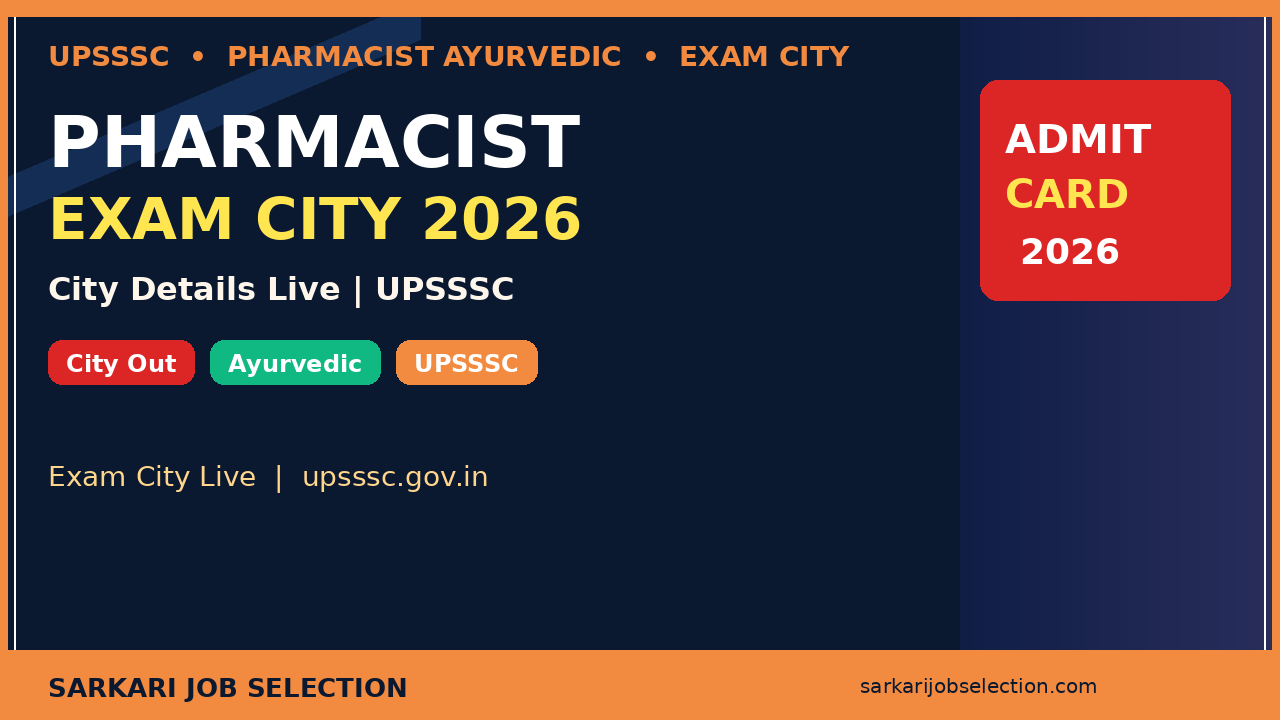 UPSSSC Pharmacist Ayurvedic Exam City 2026