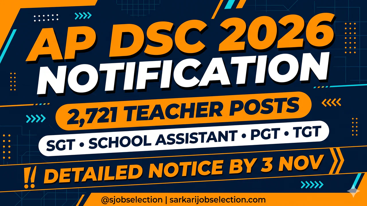 AP DSC 2026 | 2,721 Teacher Posts | SGT, School Assistant, PGT, TGT | Detailed Notice by 3 Nov
