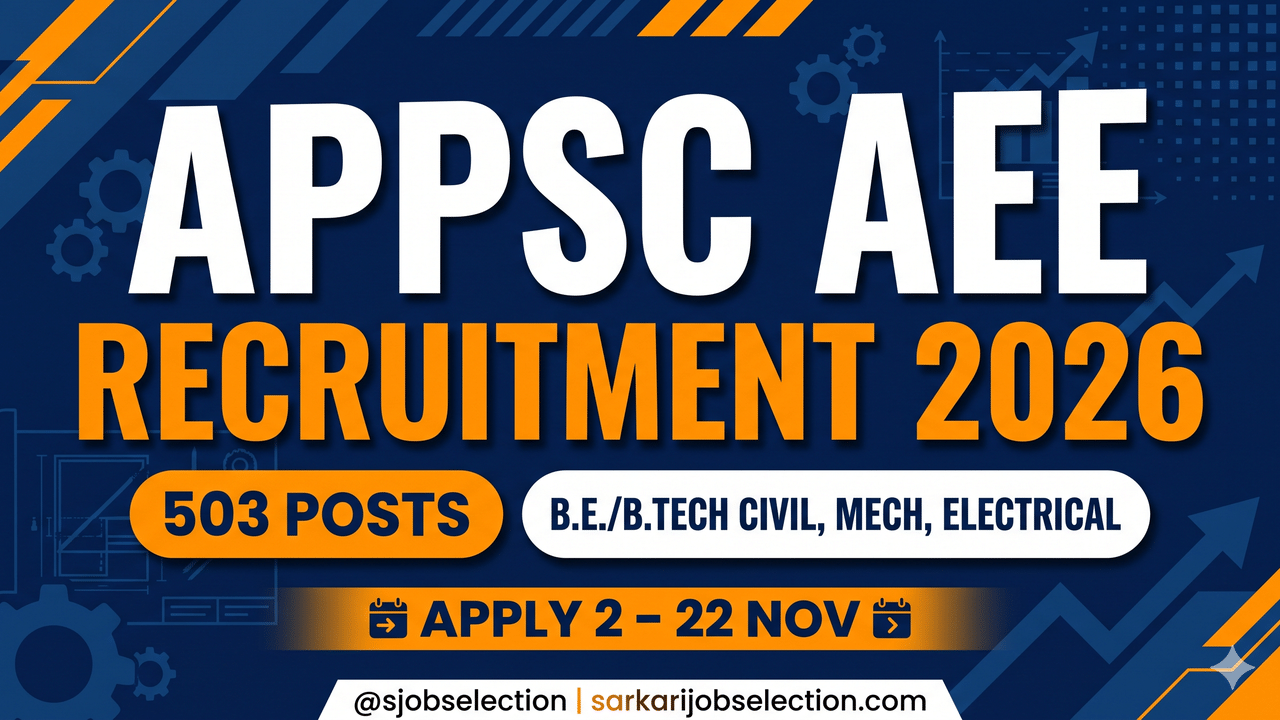 APPSC AEE 2026 | 503 Posts | B.E./B.Tech Civil, Mech, Electrical | Apply 2–22 Nov