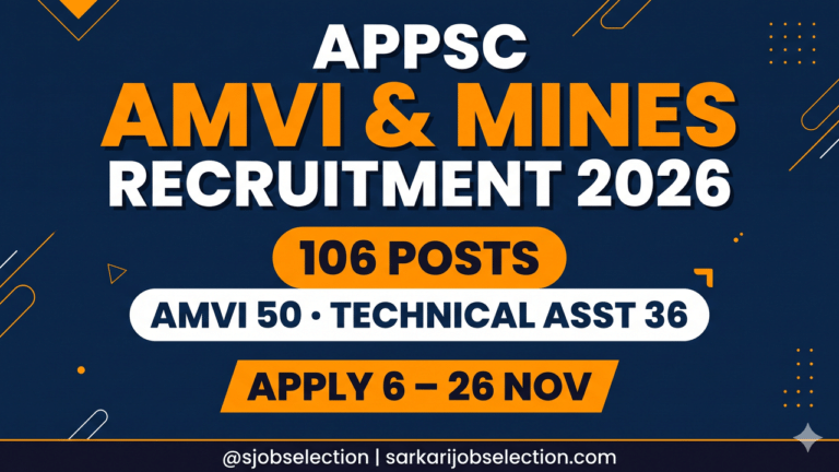 APPSC AMVI & Mines 2026 | 106 Posts | AMVI 50, Technical Asst 36 | Apply 6–26 Nov