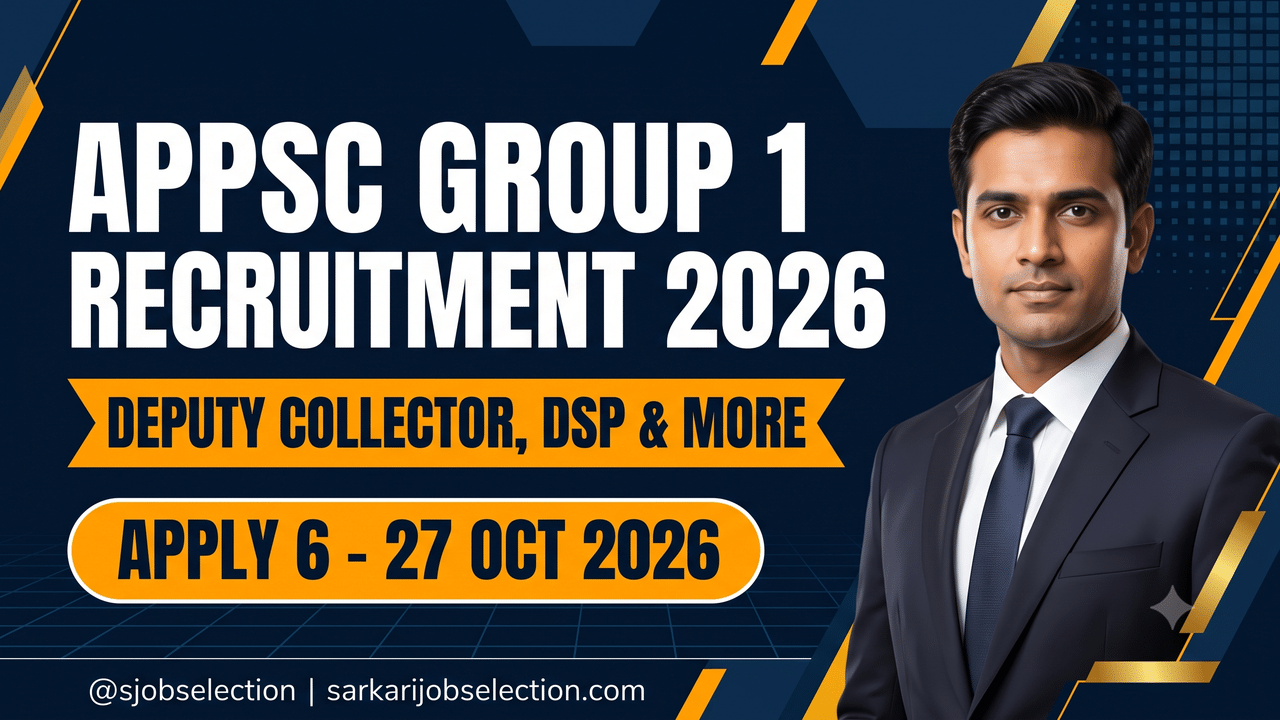 APPSC Group 1 Recruitment 2026 for Deputy Collector, DSP and more, apply 6 to 27 October 2026.