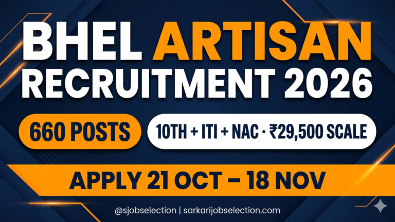 BHEL Artisan 2026 | 660 Posts | 10th + ITI + NAC | ₹29,500 Scale | Apply 21 Oct–18 Nov