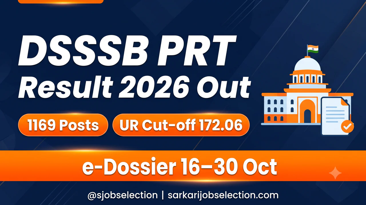 DSSSB PRT Result 2026 – Post Code 802/25 Cut-off, Marks, E-Dossier 16 ...
