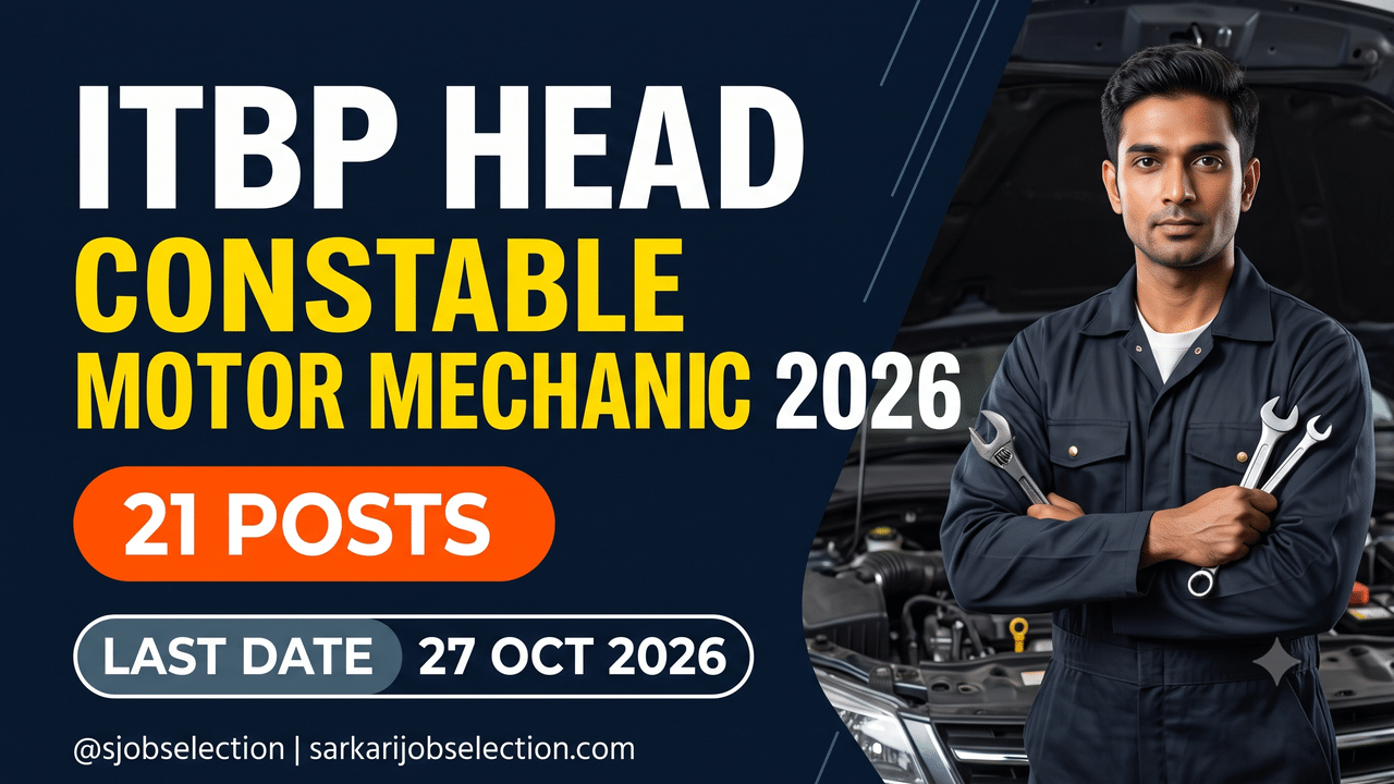 ITBP Head Constable Motor Mechanic 2026 | 21 Posts | 12th + ITI | Last Date 27 Oct