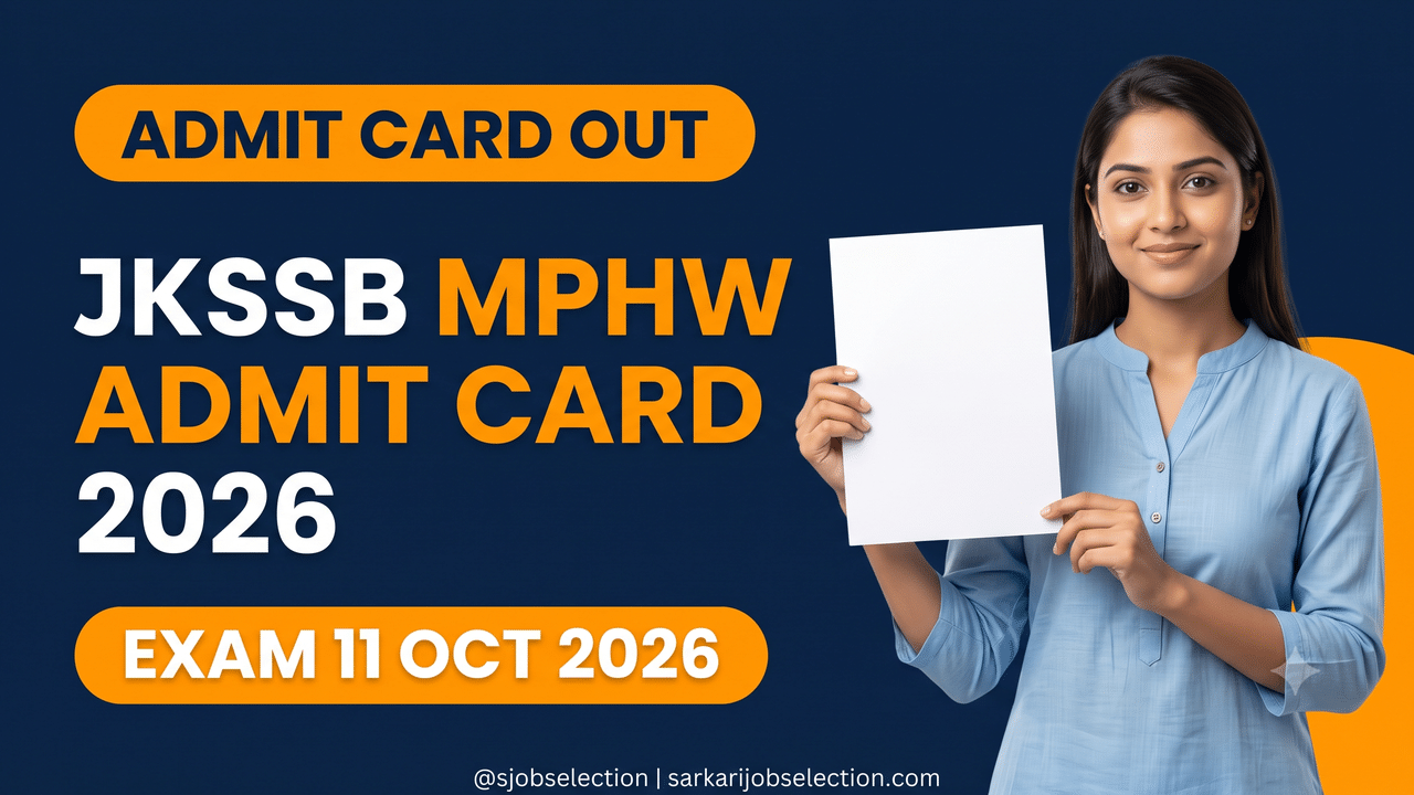 JKSSB MPHW Admit Card Out | Exam 11 Oct 2026