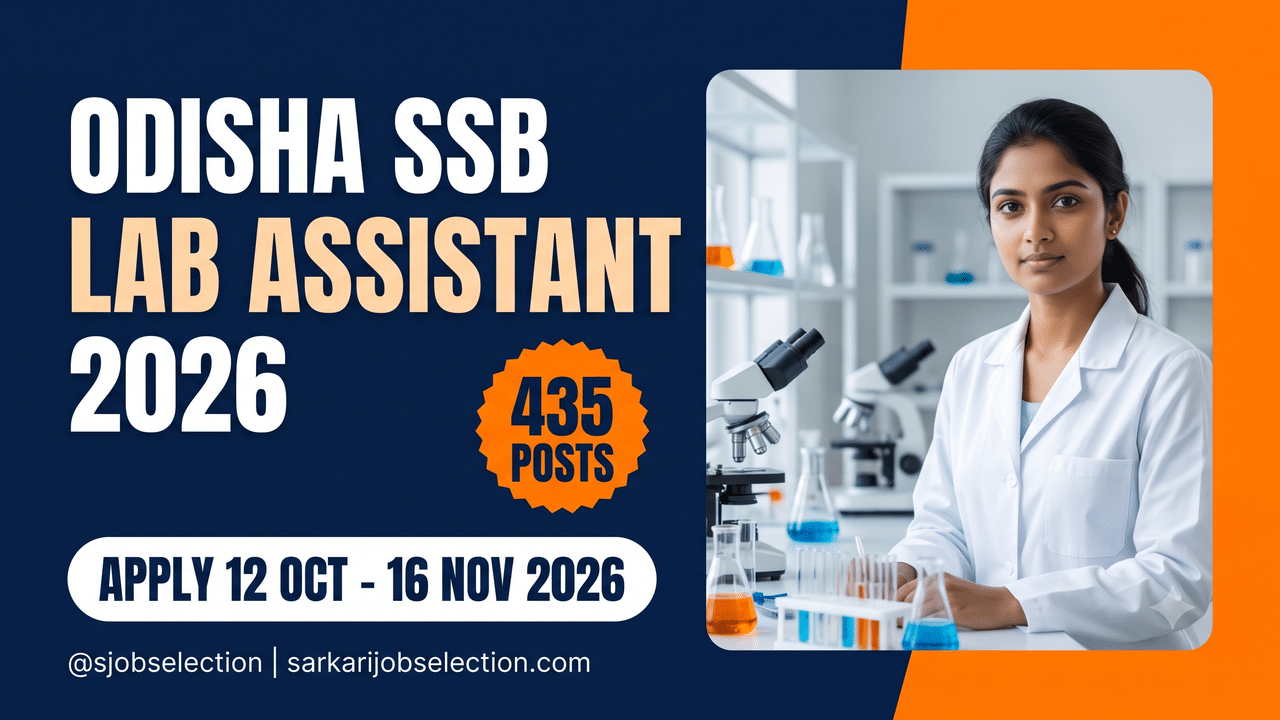 Odisha SSB Lab Assistant-cum-Storekeeper 2026 | 435 Posts | Apply 12 Oct – 16 Nov