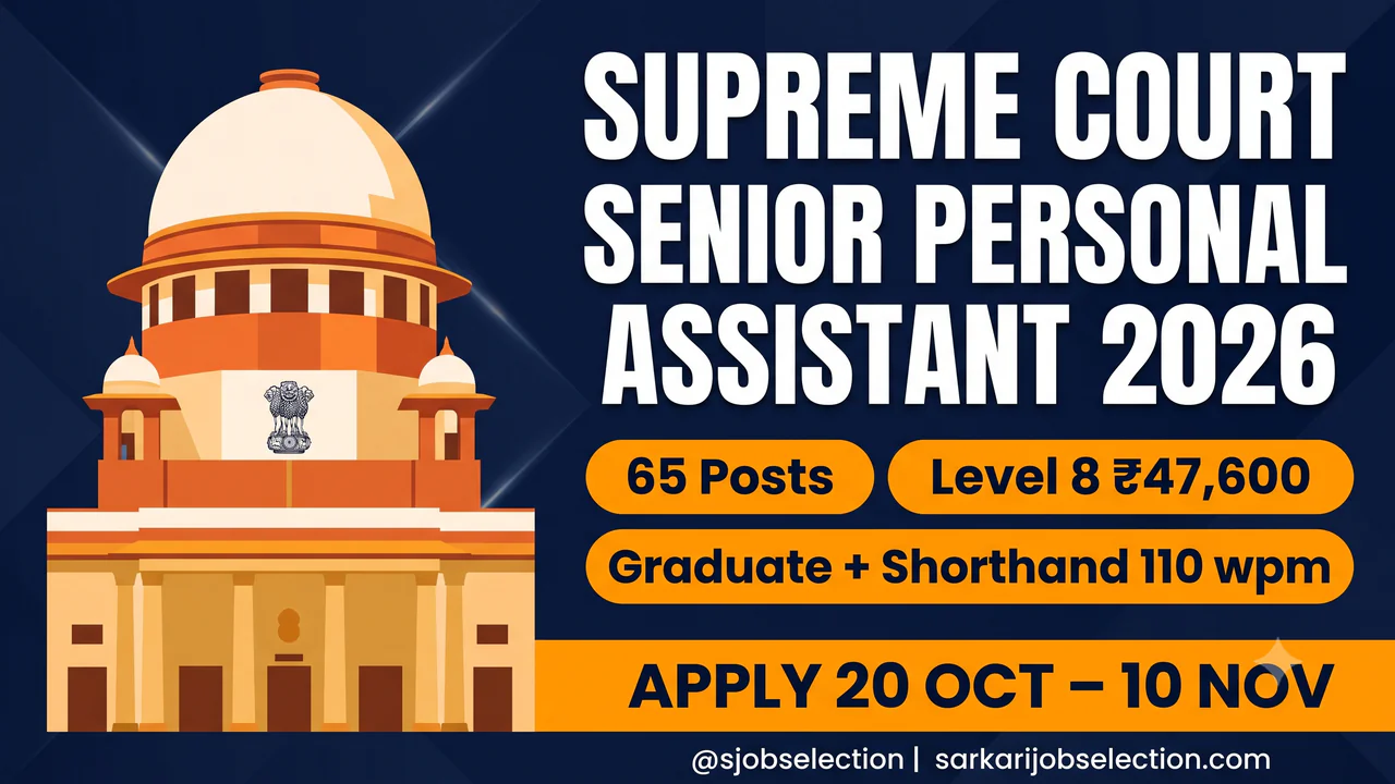 Supreme Court SPA Recruitment 2026 – 65 Senior Personal Assistant Posts ...
