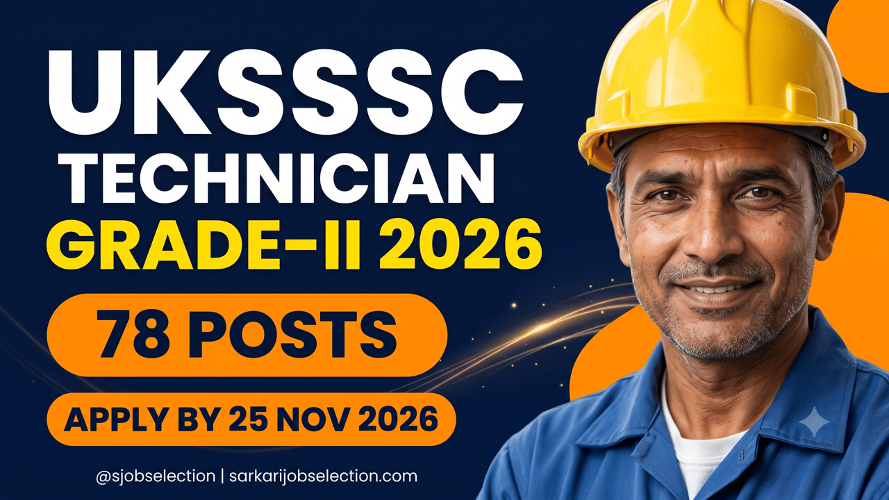 UKSSSC Technician Grade-II Recruitment 2026 | 78 Posts | ITI Electrician/Fitter | Apply by 25 Nov